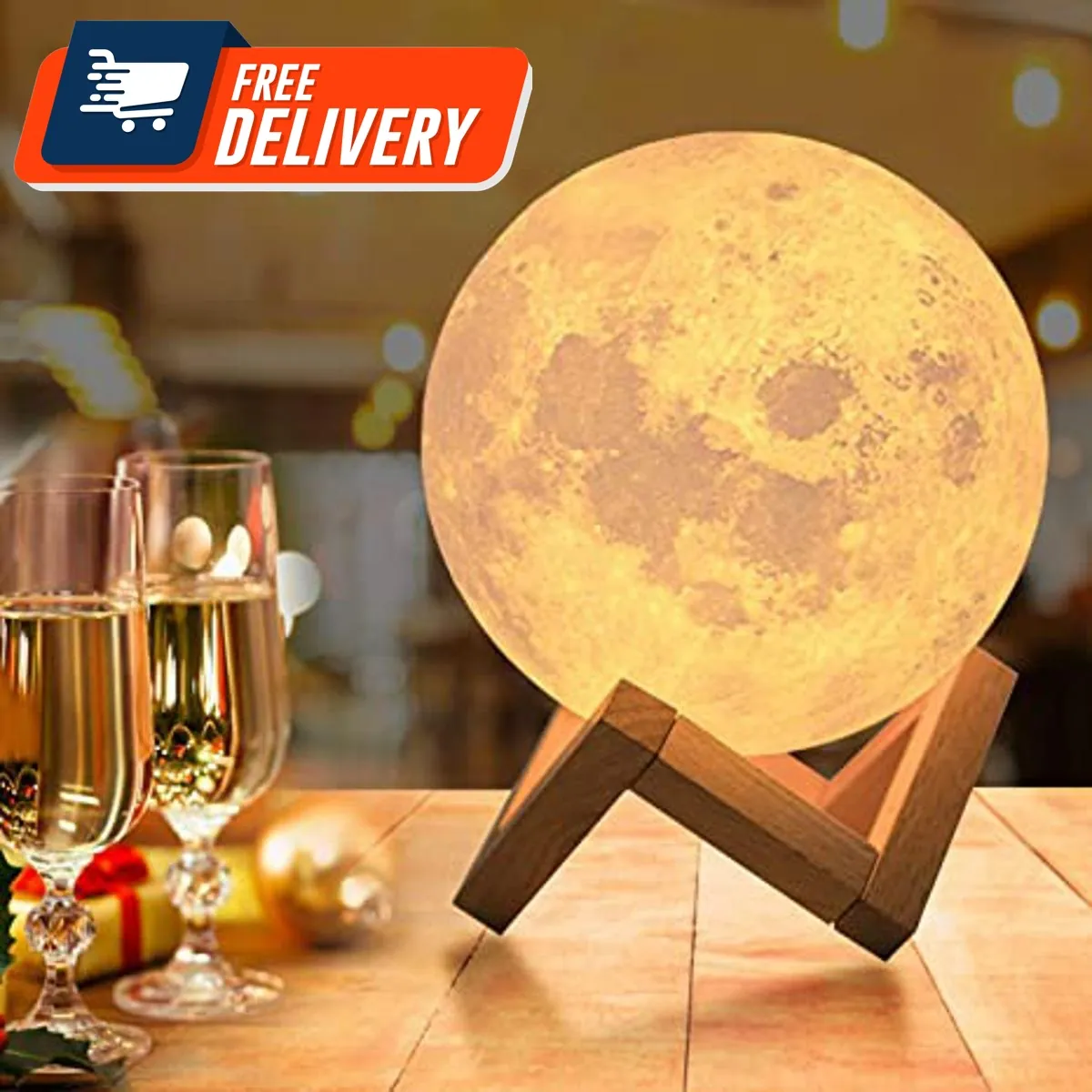 Rechargeable 3D Moon Lamp With Remote -18 CM