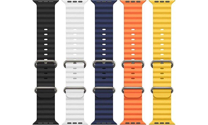 Watch Silicone Ocean BandStrap-49454442mm New Designer Silicone Stainless Steel Luxury Apple Smart Watch BandsStrap-Replacement Ocean Band For Apple Watch