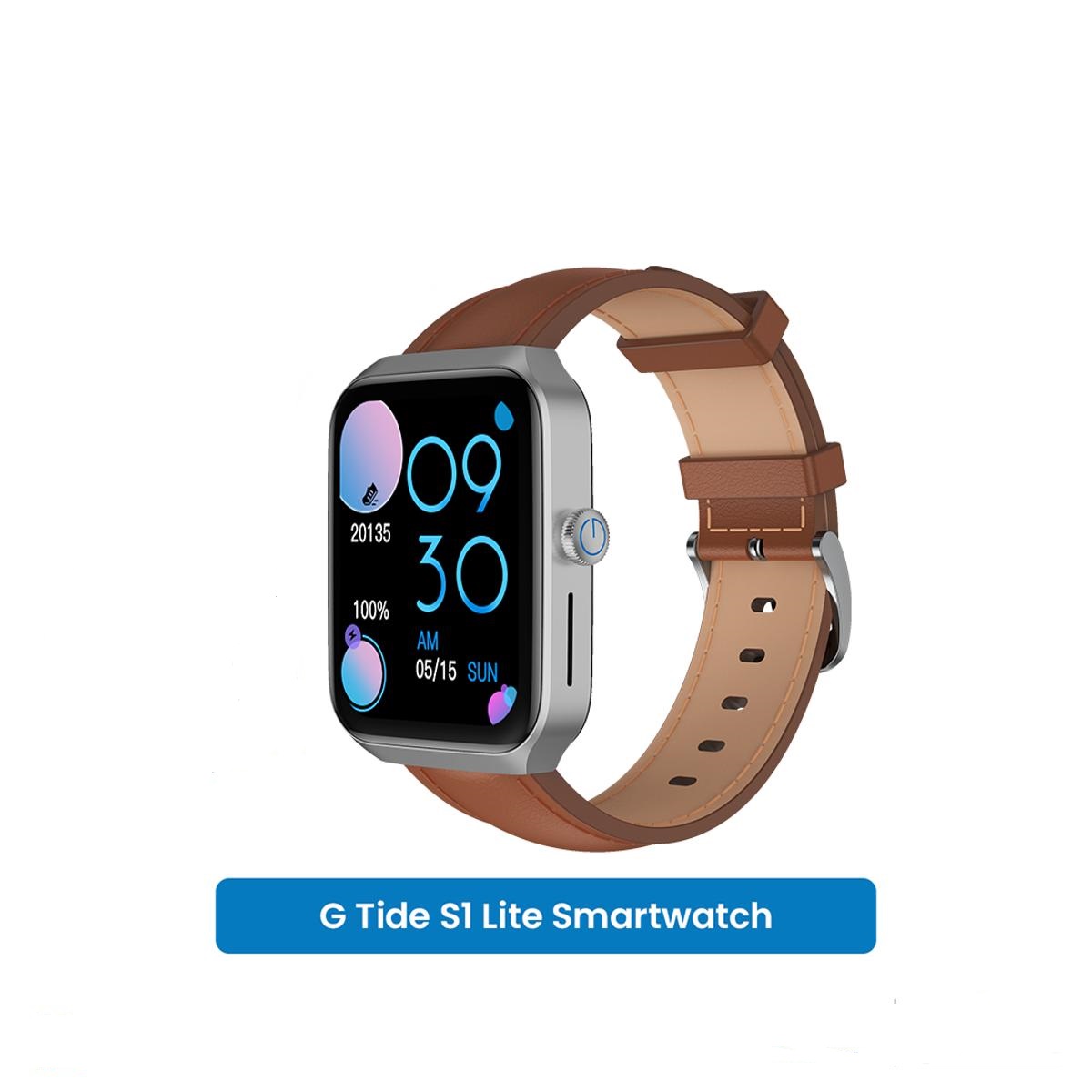 G-TiDE S1 Lite Bluetooth Calling Smartwatch- Brown Color